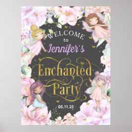 Välkomna till party Fairy Tema Flickans födelsedag Poster