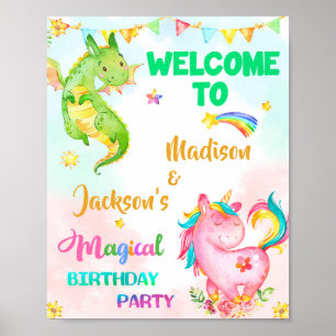 Välkomna till party-tecknet Magic party i Dragon o Poster