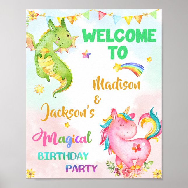 Välkomna till party-tecknet Magic party i Dragon o Poster (Framsidan)