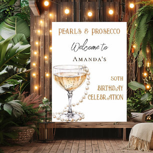 Välkomna till Pearls och Prosecco-födelsedag Poster