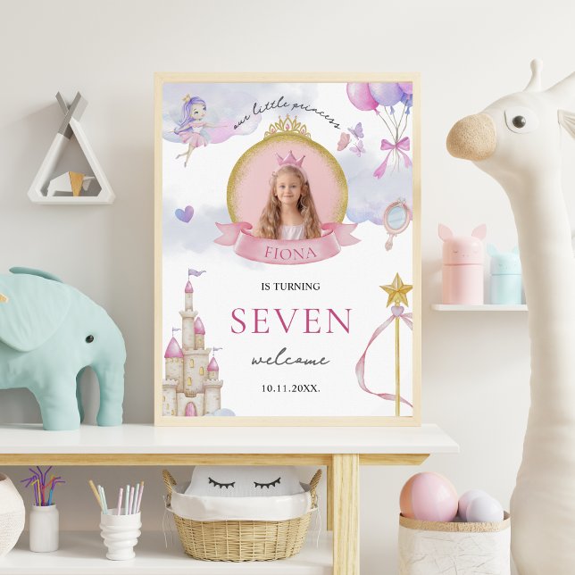 Välkomna till prinsessan Fairytale Girl's Photo Bi Poster (Welcome Sign Digital Download Princess Birthday Photo Welcome Sign)