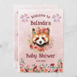 Välkomna till Red Panda Bear Baby Shower Inbjudningar