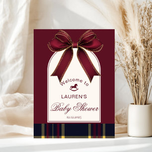 Välkomna till Rocking Horse Luxury Guld Bow Burgun Poster