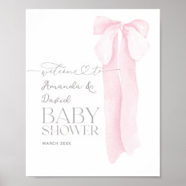 Välkomna till rosa Bow Minimalist Baby Shower Poster