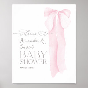 Välkomna till rosa Bow Minimalist Baby Shower Poster