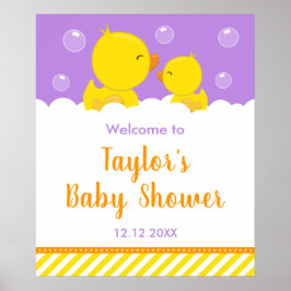 Välkomna till Rubber Ducky Gult och Lila Baby Show Poster