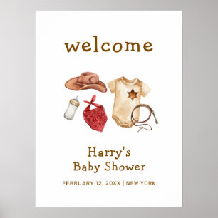Välkomna till Rustic Boho Western Cowboy Baby Show Poster