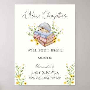 Välkomna till Rustic Bokar Blommigt Hedgehog Baby Poster