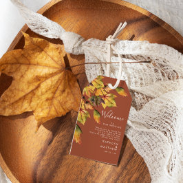 Välkomna till Rustic Brown Autumn Foliage Fall Wed Presentetikett