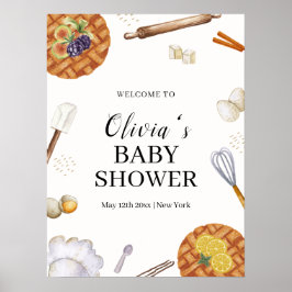 Välkomna till Rustic Cutie Baking Paj Baby Shower Poster