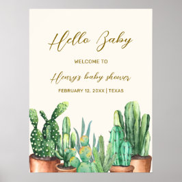 Välkomna till Rustic Desert Cactus Garden Baby Sho Poster
