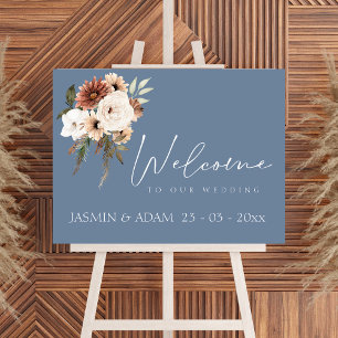 Välkomna till Rustic Dusty Blue Peach Blommigt Brö Poster