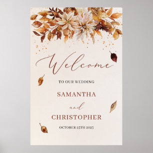 Välkomna till Rustic Fall och blommigt bröllop hös Poster