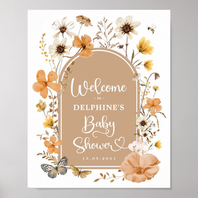 Välkomna till Rustic Fall WildblomBaby Shower Poster (Framsidan)