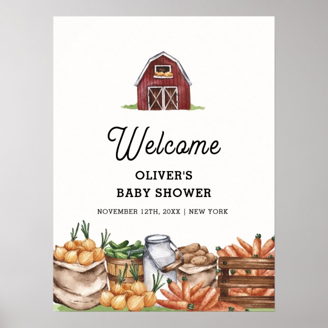 Välkomna till Rustic Farm Barnyard Veggie Baby Sho Poster (Framsidan)