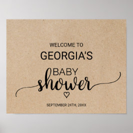 Välkomna till Rustic Faux Kraft Calligraphy Baby S Poster
