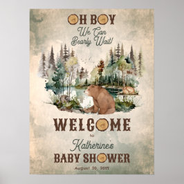 Välkomna till Rustic Forest Barly Wait Baby Shower Poster