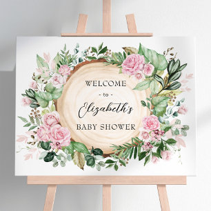 Välkomna till Rustic Rosa ros Greenery Baby Shower Poster