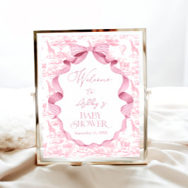 Välkomna till Safari Animals Toile de Jouy Baby Sh Poster