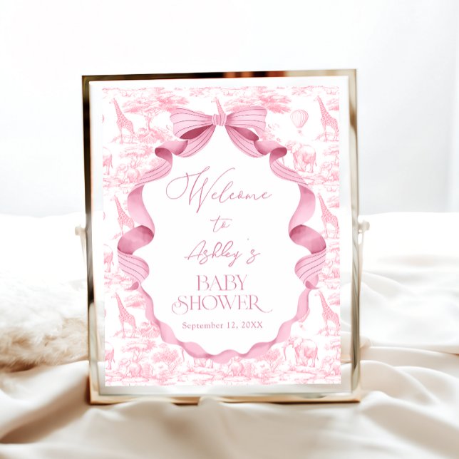 Välkomna till Safari Animals Toile de Jouy Baby Sh Poster (Skapare uppladdad)
