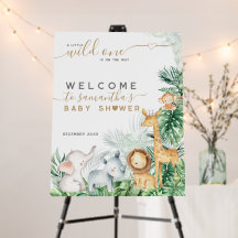 Välkomna till Safari Baby djur Greenery Baby Showe