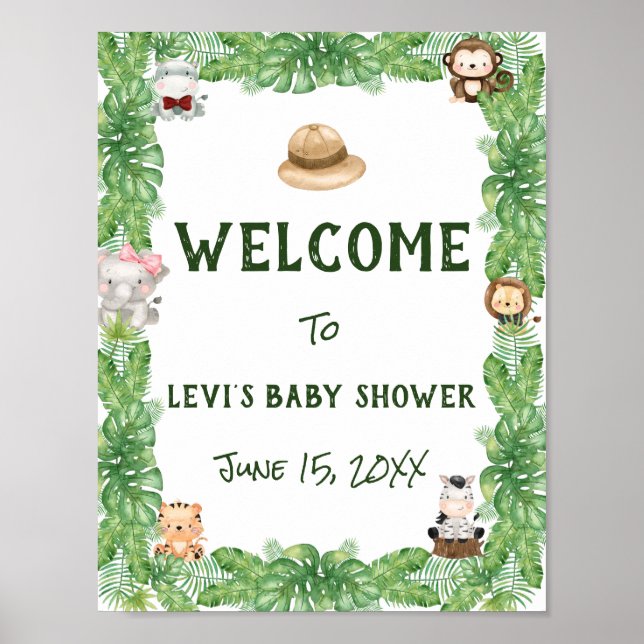 Välkomna till Safari Baby Shower Poster (Framsidan)