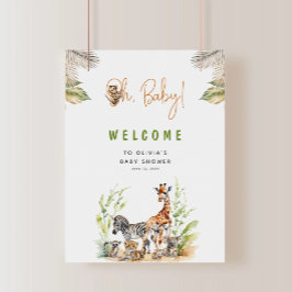 Välkomna till Safari Jungle Baby djur Baby Shower Poster