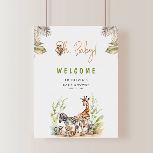 Välkomna till Safari Jungle Baby djur Baby Shower Poster (Skapare uppladdad)