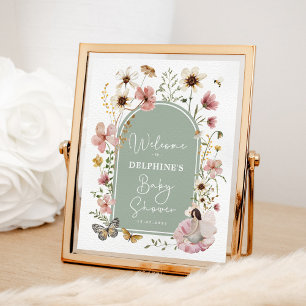 Välkomna till Sage  Fairy WildblomBaby Shower Poster