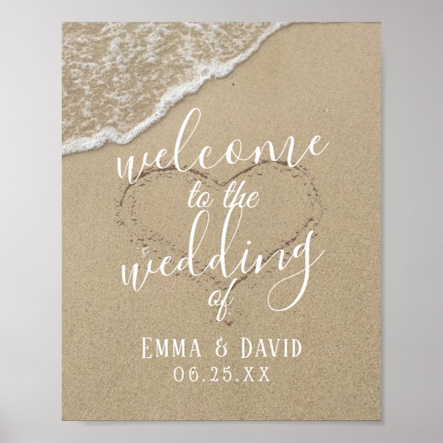Välkomna till Sand Beach Wedding Poster (Framsidan)