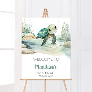 Välkomna till Sea Turtle Baby Shower Poster