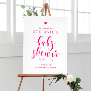 Välkomna till shock rosa Bold Calligraphy Baby Sho Poster