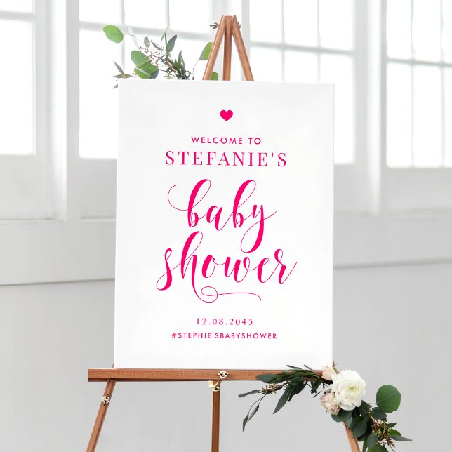 Välkomna till shock rosa Bold Calligraphy Baby Sho Poster (Skapare uppladdad)