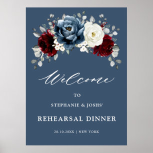 Välkomna till Slate Blue Burgundy White Rehearsal Poster