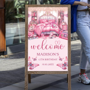 Välkomna till Sleepover Girl Birthday-Personligen Poster