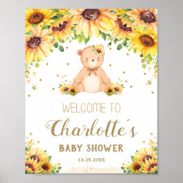 Välkomna till Solros Nalle Baby Shower Birthday Vä Poster