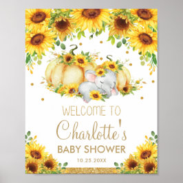 Välkomna till Solros Pumpkin Elephant Baby Shower  Poster
