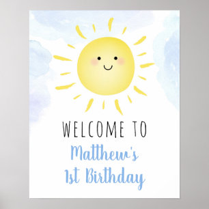 Välkomna till Solskensmoln Blue Boy Birthday Välko Poster