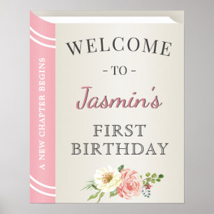 Välkomna till Storybook Bok Cover Girl First Birth Poster