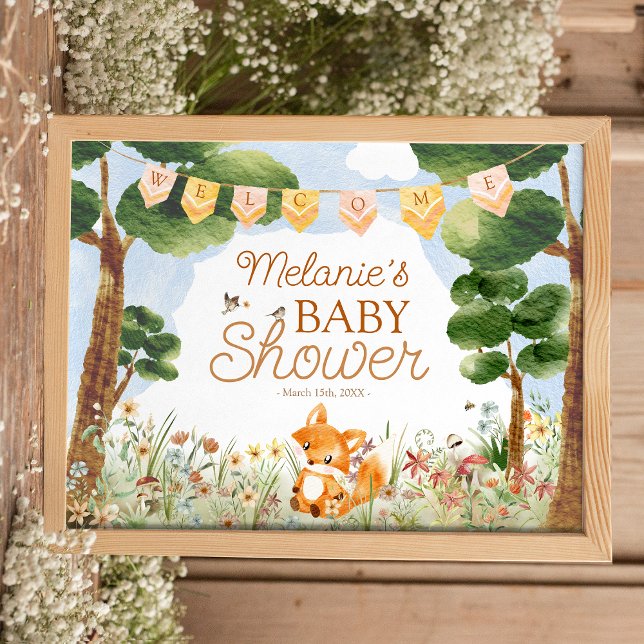 Välkomna till Storybook Woodland Fox Baby Shower Poster (Skapare uppladdad)