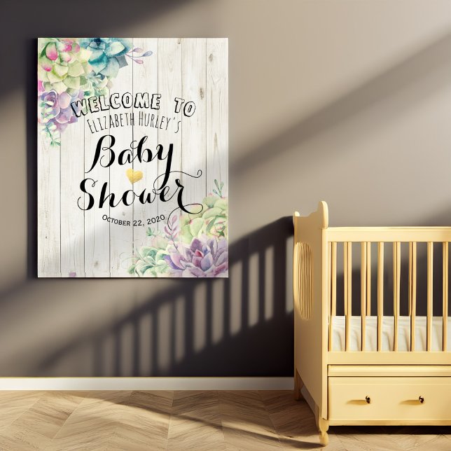Välkomna till Succulants Rustic Wood Poster (Skapare uppladdad)
