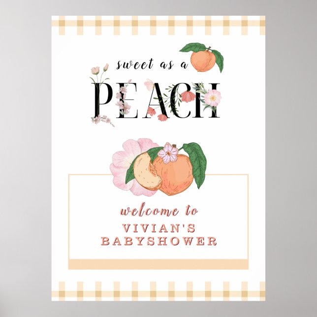 Välkomna till Svalt Little Peach Baby Shower Poster (Framsidan)