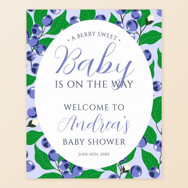 Välkomna till Sweet Blueberry Blue Baby Shower Poster (Skapare uppladdad)