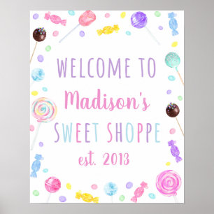 Välkomna till Sweet Shop Candy Birthday Poster