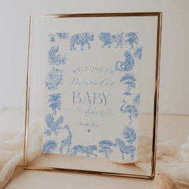 Välkomna till Toile De Jouy Safari Baby Shower Poster