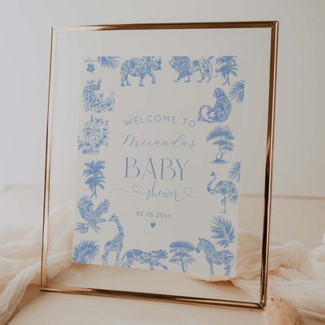 Välkomna till Toile De Jouy Safari Baby Shower Poster (Skapare uppladdad)