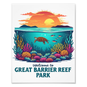 Välkomna till Underbar Barrier Reef National Austr Fototryck