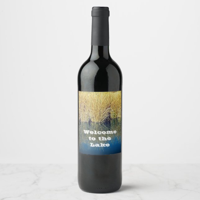 Välkomna till väktaren i Vatten i Sjö Vinflaska Etikett (Framsida)