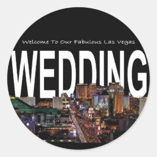 Välkomna till vår Fabulous Las Vegas BRÖLLOP Stick Runt Klistermärke