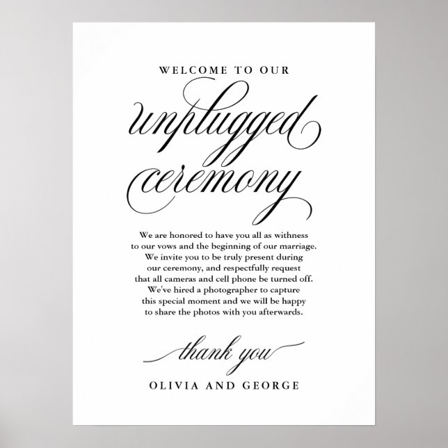 Välkomna till vår opluggade ceremonin poster (Framsidan)